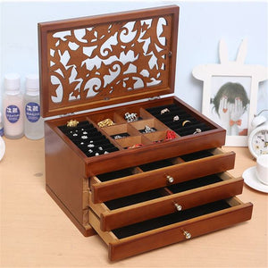 6 Tier Retro Wooden Jewelry Box