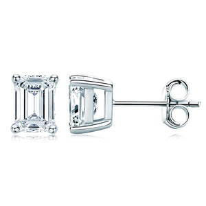 Emerald Cut Moissanite Stud Earrings