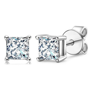 Emerald Cut Moissanite Stud Earrings