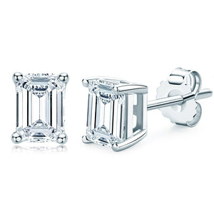 Emerald Cut Moissanite Stud Earrings