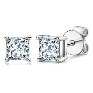 Emerald Cut Moissanite Stud Earrings