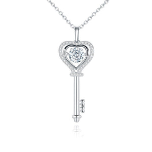 Moissanite Diamond Key Pendant Necklace