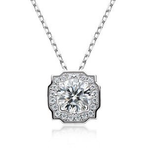 Moissanite Antique Halo Style  Pendant Necklace