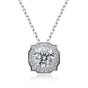 Moissanite Antique Halo Style  Pendant Necklace