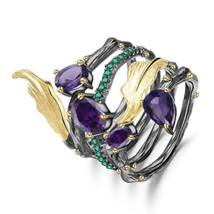 Natural Amethyst Gemstone Finger Ring