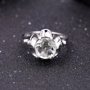Natural Green Amethyst Engagement Ring