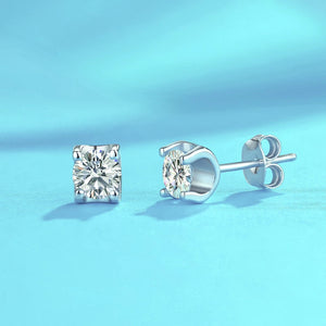 Sterling Silver 925 Round Diamond Earrings