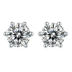 6 Prong Round  Diamond Stud Earring