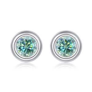 Round Gem Stud Earrings