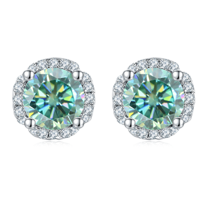 Round Gem Stud Earrings