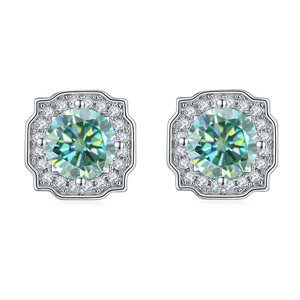 Round Gem Stud Earrings