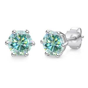 Round Gem Stud Earrings