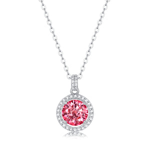 14K Gold Pink Moissanite Necklace