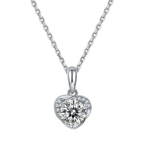 Sterling Silver Diamond Heart Pendant Necklace