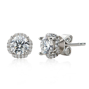 925 Sterling Silver Moissanite Diamond Stud Earrings