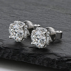 925 Sterling Silver Moissanite Diamond Stud Earrings