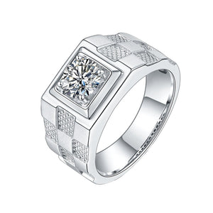 925 Sterling Silver Moissanite & Diamond Ring