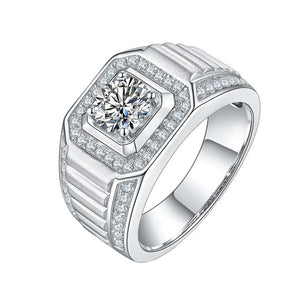 925 Sterling Silver White Gold Plated Moissanite Ring