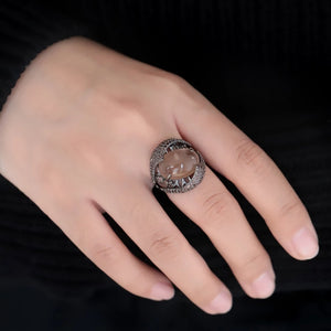 Natural Smoky Quartz Gemstone Cocktail Ring