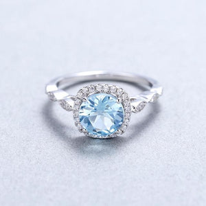 Natural Sky Blue Topaz Gemstone Ring