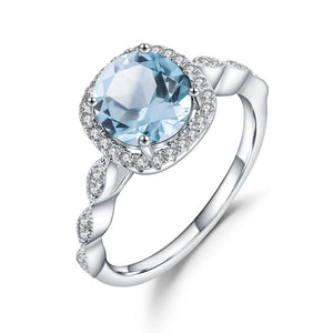 Natural Sky Blue Topaz Gemstone Ring