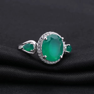 Natural Green Agate Gemstone Ring