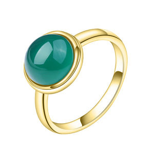 Ballet Natural Green Agate Gemstone Ring