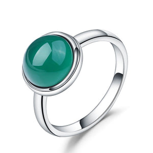 Ballet Natural Green Agate Gemstone Ring