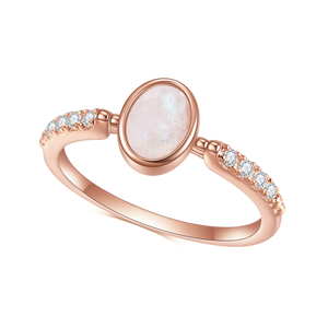 Oval cut Milky Blue Moonstone Ring Set