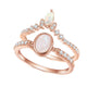 Oval cut Milky Blue Moonstone Ring Set