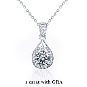 White Gold 1 Carat Moissanite Diamond Pendant Necklace