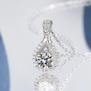 White Gold 1 Carat Moissanite Diamond Pendant Necklace