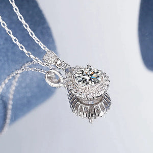 White Gold 1 Carat Moissanite Diamond Pendant Necklace